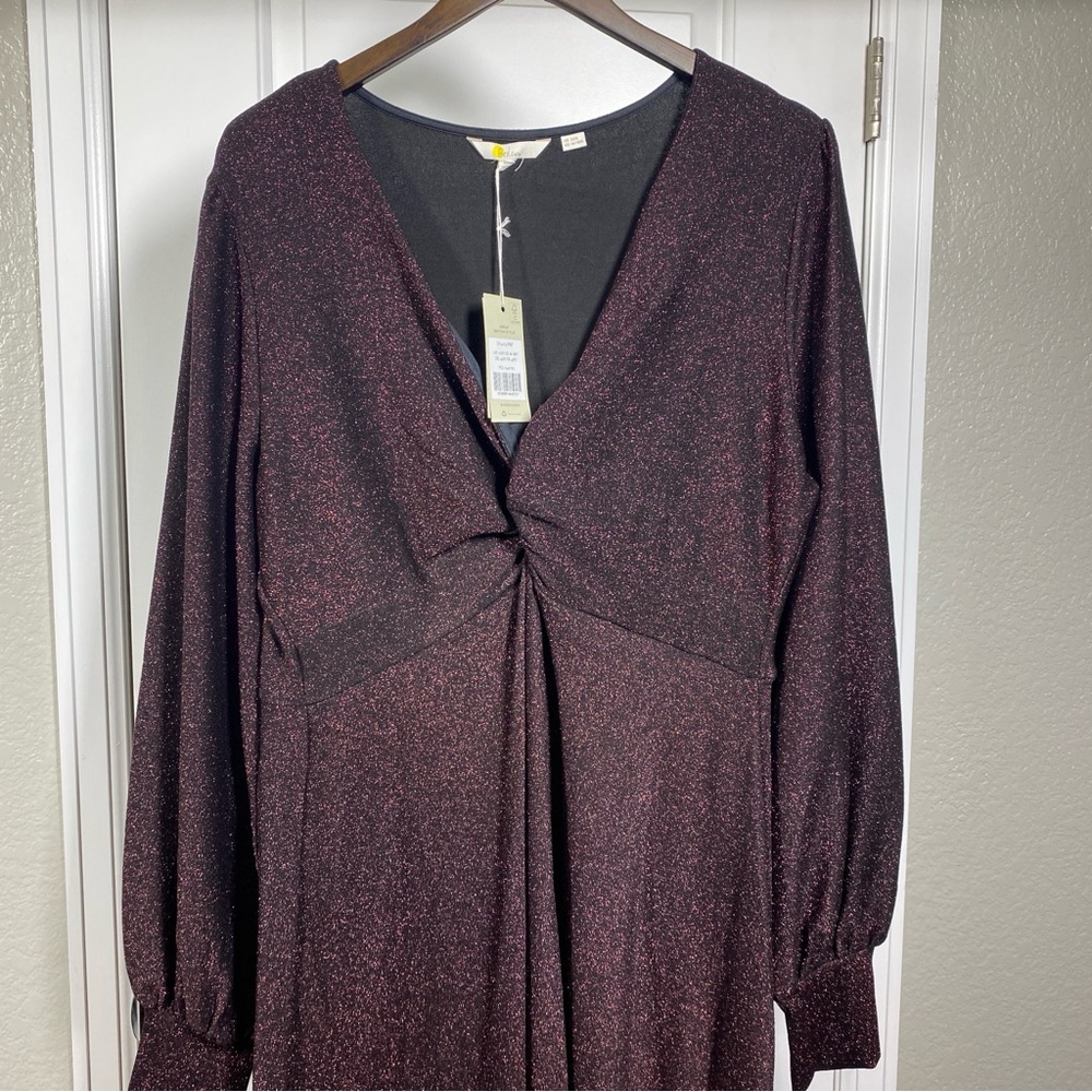 NWT Boden Metallic Jersey Midi Party Dress in Purple Sparkle - Size 16 - Picture 4 of 13